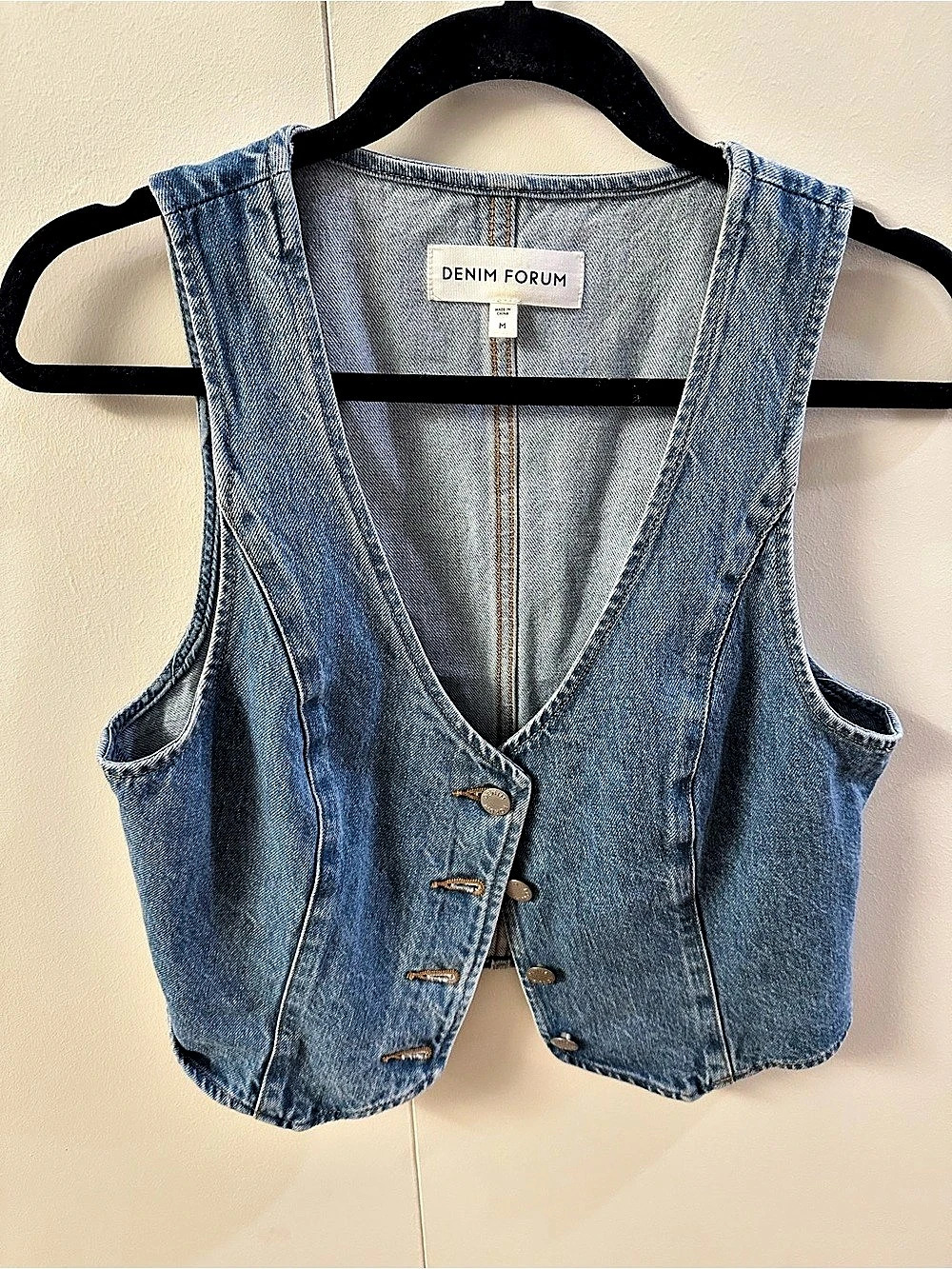 Denim Forum The '90s Mia Denim Vest Blue Medium